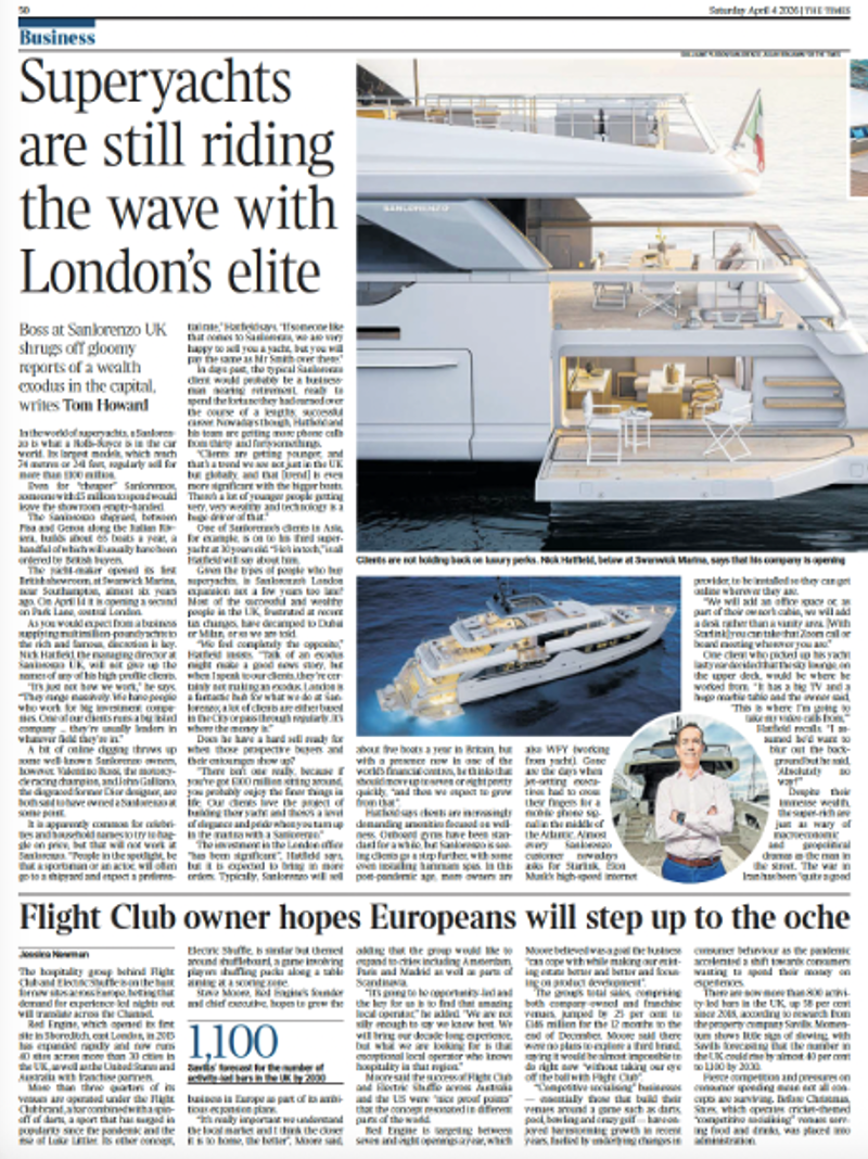 The Times — Superyachts are still riding the wave with London’s elite — Feature